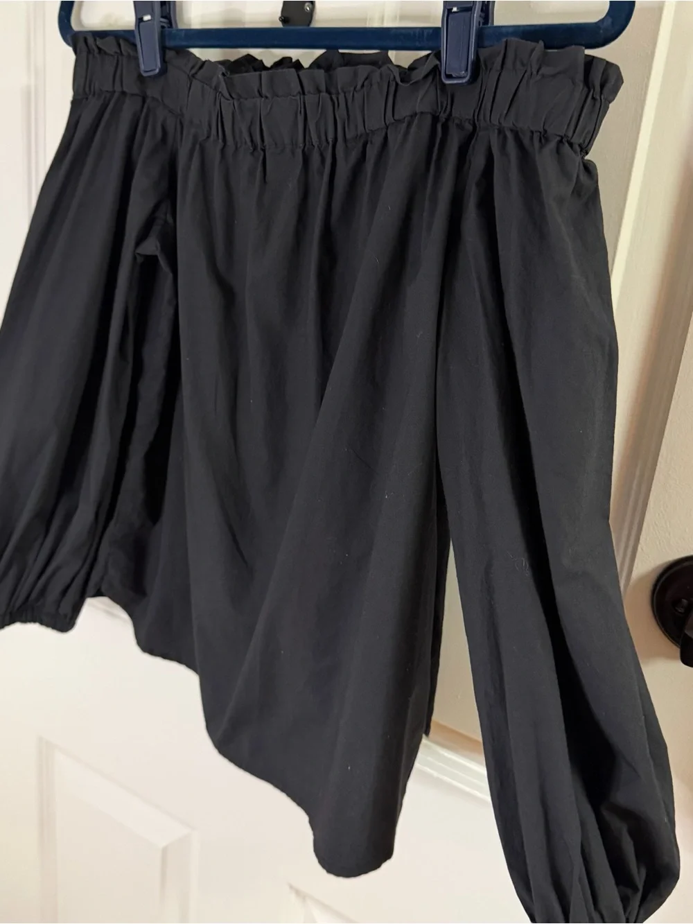 J. Crew Black Off-Shoulder Peasant Top